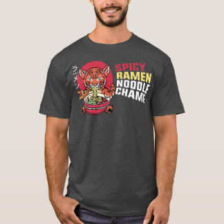 Camiseta Ramen Noodle Bowl Adora Kawaii Tiger Spicy Japonês