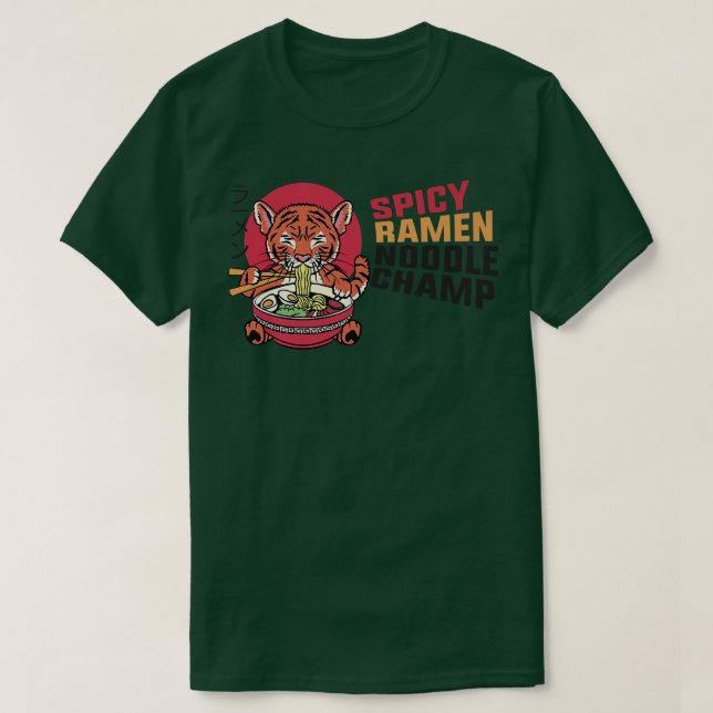 Camiseta Ramen Noodle Bowl Adora Kawaii Tiger Spicy Japonês (Frente do Design)