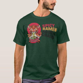 Camiseta Ramen Noodle Bowl Adora Kawaii Tiger Spicy Japonês