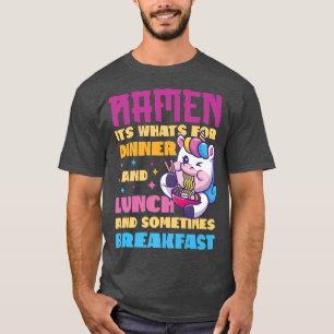 Camiseta Ramen Noodle Bowl Ama Japonês Kawaii Unicorn Ram