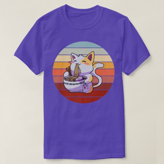 Camiseta Ramen Noodle Cat Kitten Feline Men Boy (Frente do Design)