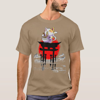Camiseta Ramen Noodle Cat Kitten Feline Men Boy