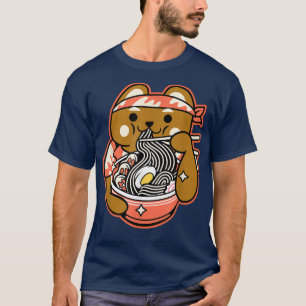 Camiseta Ramen Noodles Anime Kawaii ursinho bonitinho