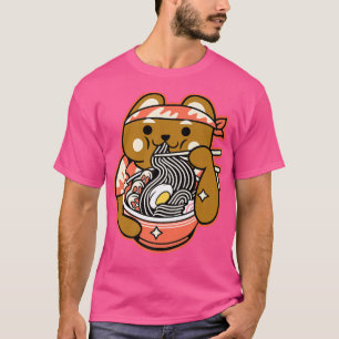 Camiseta Ramen Noodles Anime Kawaii ursinho japonês Prem