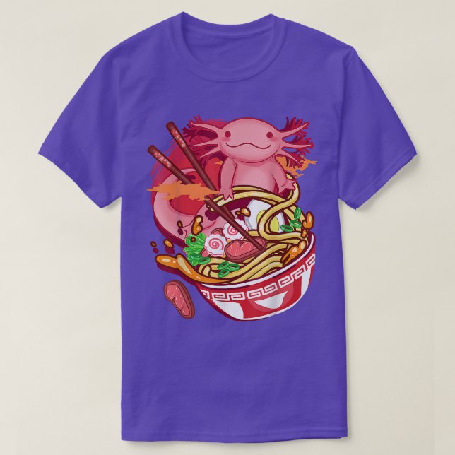 Camiseta Ramen Noodles Axolotl Anime Otaku Comida Japonês G (Frente do Design)