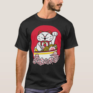 Camiseta Ramen Noodles Neko Cat KawaiiOtaku Japonês