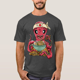 Camiseta Ramen Octopus Chef Japonês Noodles Octopus Anime