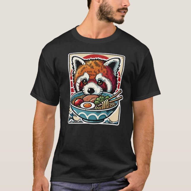 Camiseta Ramen Red Panda Japonês Funny Kawaii Panda Anime (Frente)
