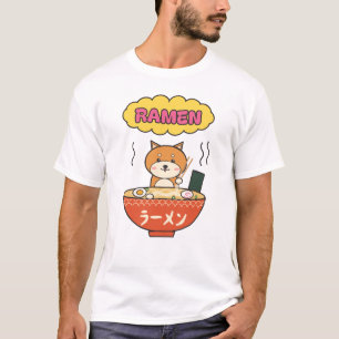 Camiseta Ramen Shiba Inu Fofo Kawaii Macarrão Japonês
