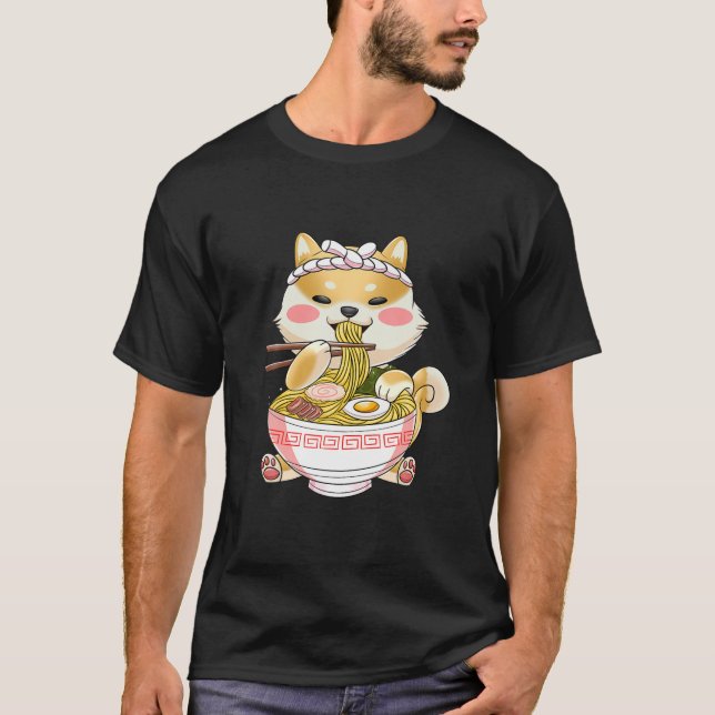 Camiseta Ramen Shiba Inu SHIB Kawaii Anime Gift Japonês (Frente)
