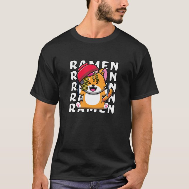 Camiseta Ramen Shiba Ou Corgi Dog - Anime Kawaii Japonês (Frente)