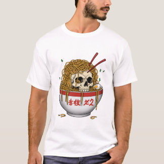 Camiseta Ramen Skull T-Shirt - Edgy Japonês Noodle Bowl