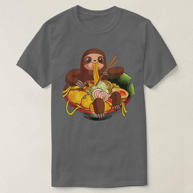 Camiseta Ramen Sloth Kawaii Anime Comida Japonesa Oferece R (Frente do Design)
