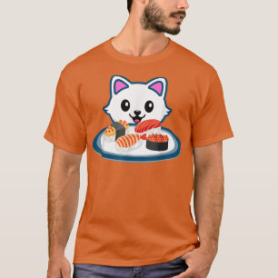 Camiseta Ramen Tee Sushi Cat Anime Figura Senpai Japonês N