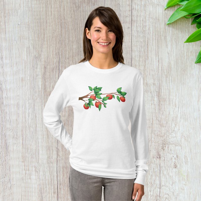 Camiseta Ramificação de Árvore da Apple Vermelha, Fruta fre (Criador carregado)
