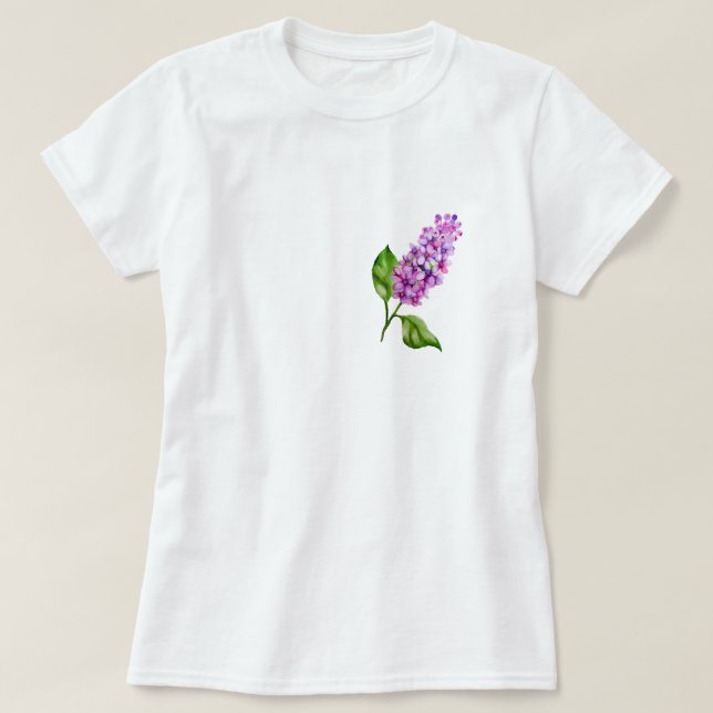 Camiseta Ramificação lilática de aquarela elegante (Frente do Design)