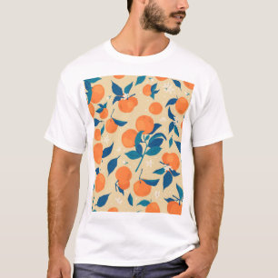 Camiseta Ramificações de Laranjas: Padrão de Fundo bege