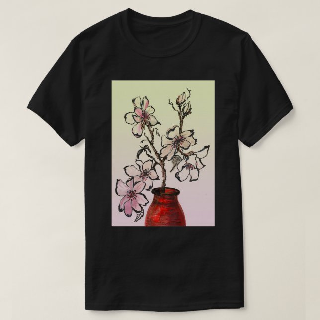 Camiseta Ramo da Magnolia em terracotta vase (Frente do Design)