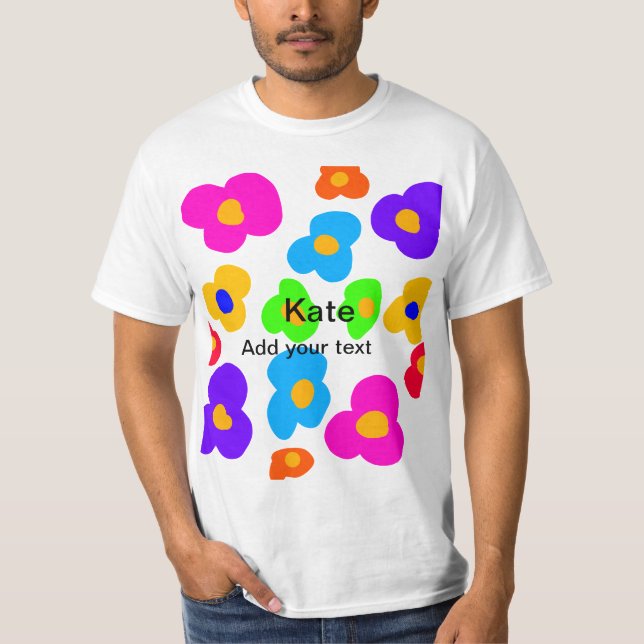 Camiseta Ramo de flor de arco-íris amor adicionar nome text (Frente)