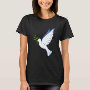Camiseta Ramo de Oliveira Voador da Paz Símbolo Asas Pombo