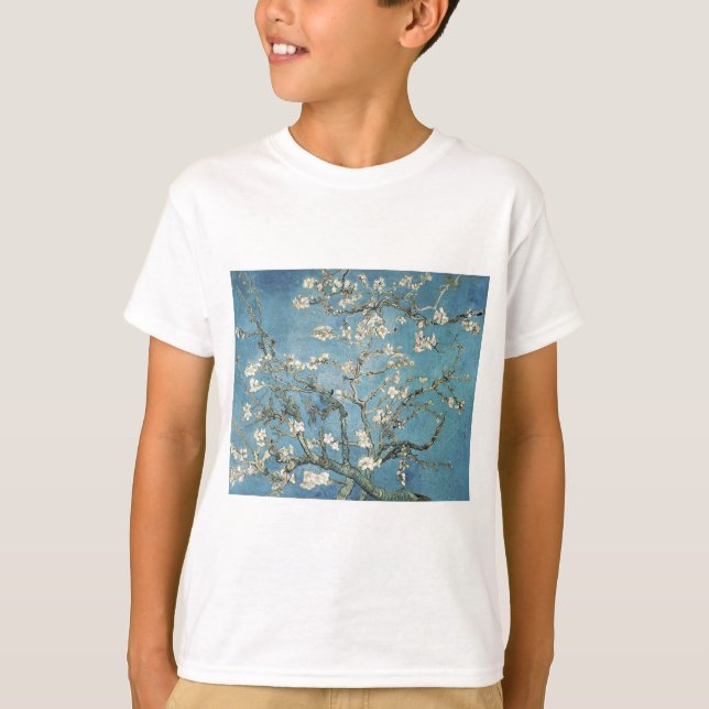 Camiseta Ramos da amêndoa de Vincent van Gogh | na flor, (Frente)
