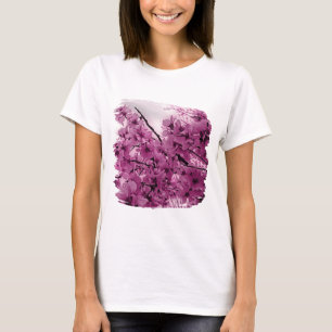 Camiseta Ramos de Cereja Ornamentais Roxo Estilizado