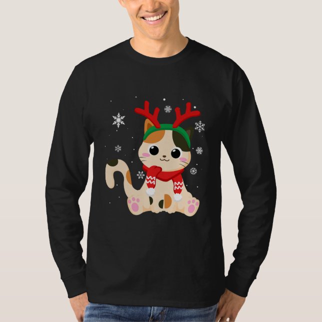 Camiseta Ramos De Gato De Gato De Natal Para Mulheres (Frente)