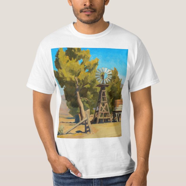Camiseta Ranch Windmill, Carson, Nevada por Maynard Dixon (Frente)
