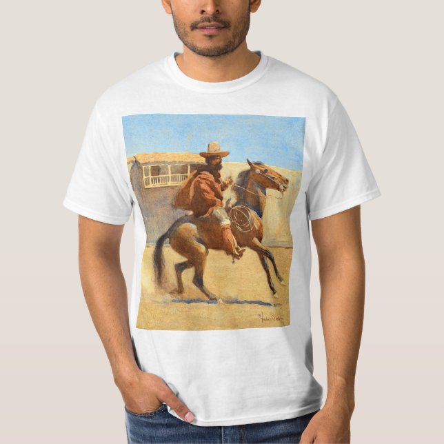 Camiseta Ranchero da Velha Califórnia por Maynard Dixon (Frente)