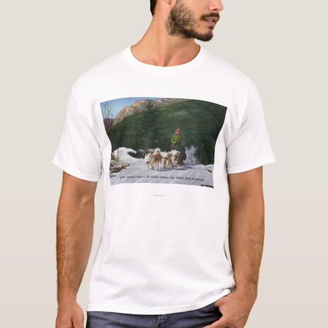 Camiseta Rancho do cão Eskimo de Ed Clark, Dogsledding (Frente)