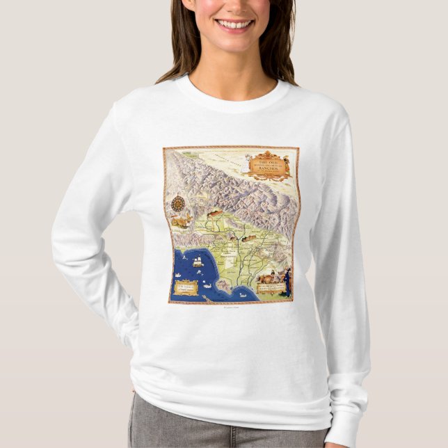 Camiseta Ranchos espanhóis e mexicanos do mapa de Los (Frente)