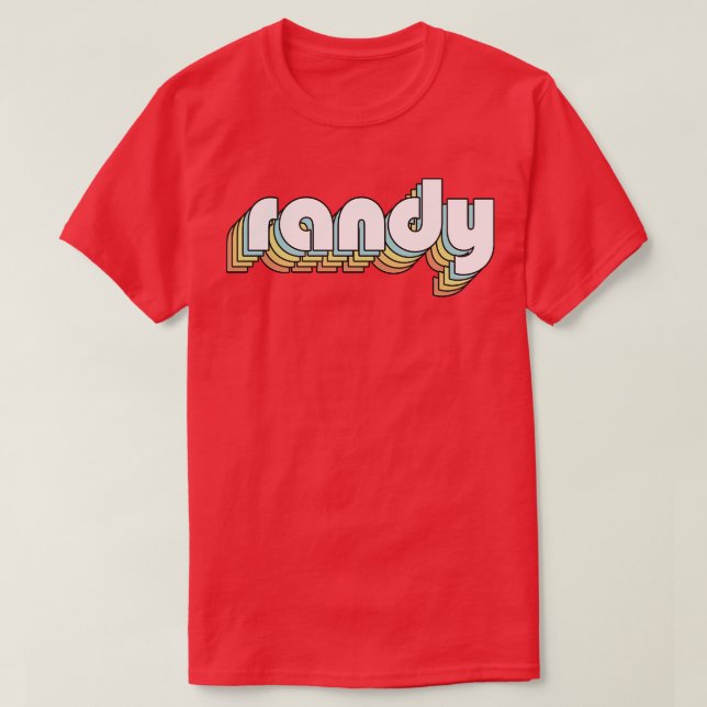 Camiseta Randy Retro Rainbow Tipografia Estilo Desvanecido (Frente do Design)