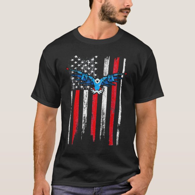 Camiseta Ranhura de Demolição de Bandeiras Americanas (Frente)