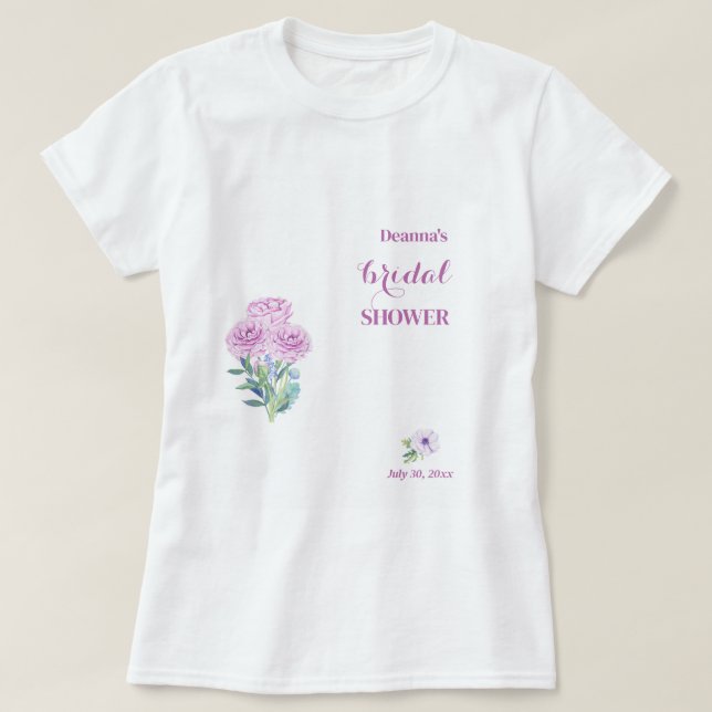 Camiseta Ranunculus Totalmente Personalizável Chuveiro de N (Frente do Design)