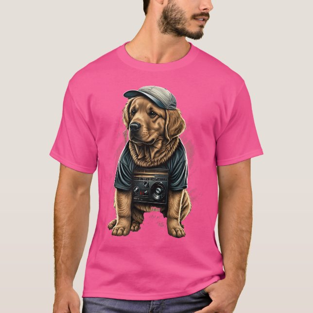Camiseta Rap De Retriever De Ouro Engraçado Rb De Salto (Frente)