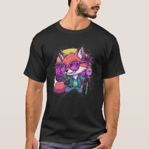 Camiseta Rap do DJ Raposa Legal com Microfone de Bambu Neon