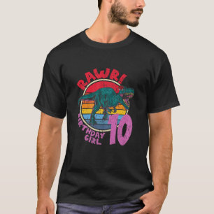 Camiseta Rapariga 10º Aniversário Rawr! Tyrannosaurus Rex