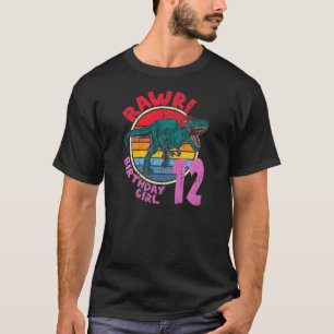 Camiseta Rapariga 12 Birthday Rawr! Tyrannosaurus Rex I Fam