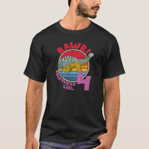 Camiseta Rapariga 4 De Aniversário Eu Rawr! Mães da família