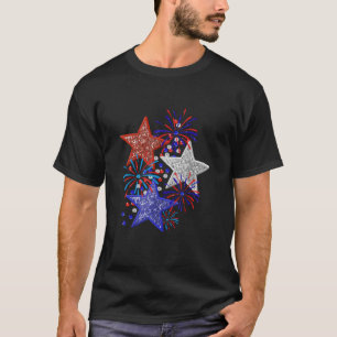 Camiseta Rapariga 4 de julho Mulheres Vermelhas White Blue