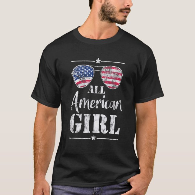 Camiseta Rapariga Americana 4 De Julho Meninas Adolescentes (Frente)