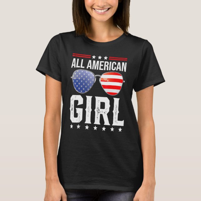Camiseta Rapariga Americana 4 De Julho Meninas Adolescentes (Frente)