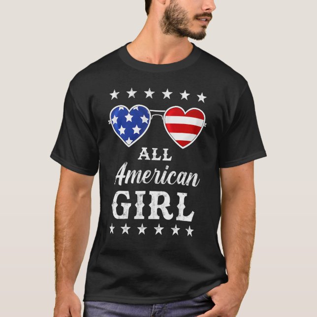 Camiseta Rapariga Americana 4 De Julho Meninas Adolescentes (Frente)