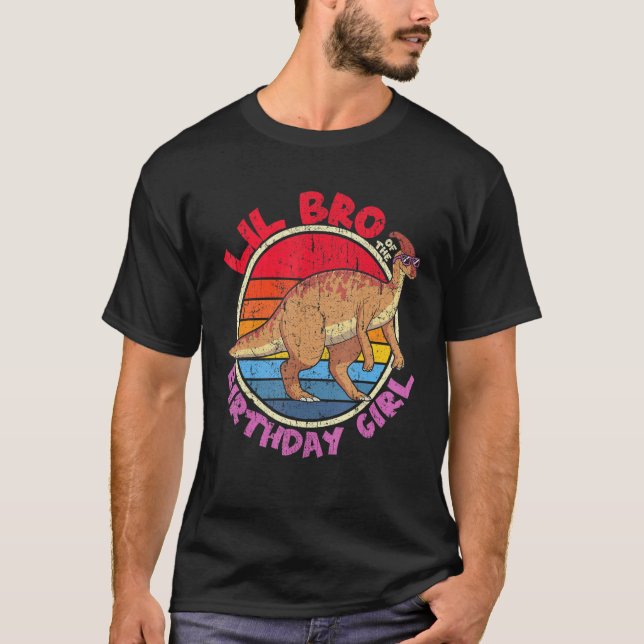 Camiseta Rapariga Aniversário I Lil Bro I Parasaurolophus I (Frente)