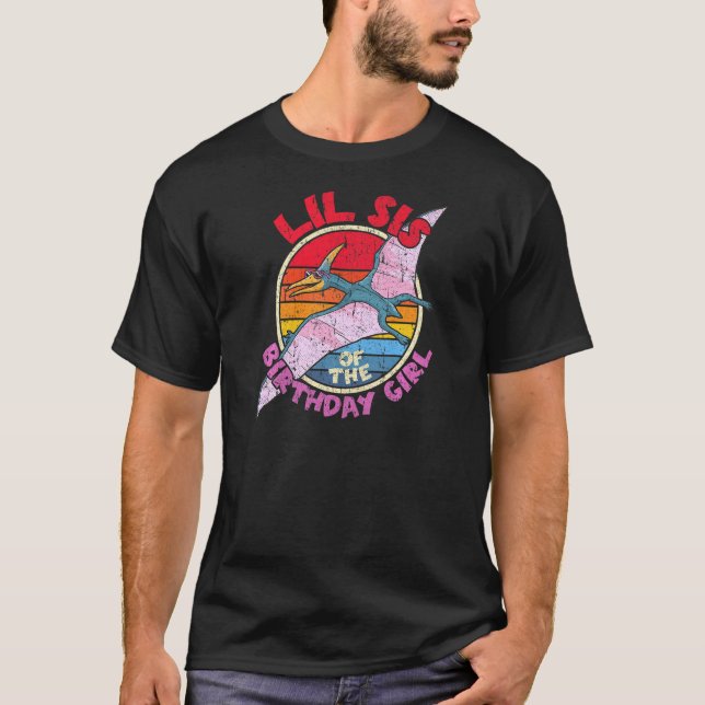 Camiseta Rapariga Aniversário I Lil Sis I Pterodactylus I F (Frente)