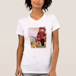 Camiseta Rapariga Asiática Lindas Flores Design 2 T-Shirt