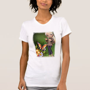 Camiseta Rapariga Asiática Lindas Flores Design 6 T-Shirt