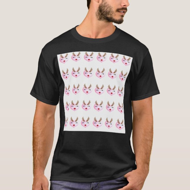 Camiseta Rapariga Bonita Enfrentada Em Fundo De Coração Ros (Frente)