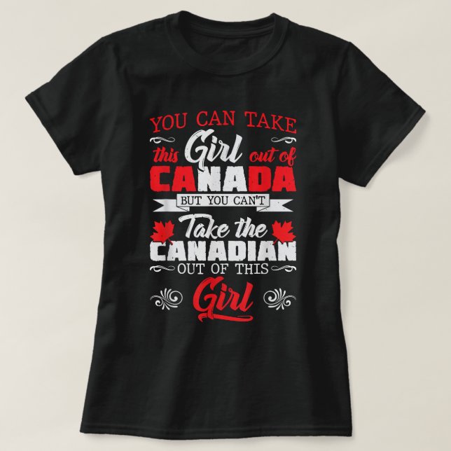 Camiseta Rapariga canadense de raízes canadenses orgulhosas (Frente do Design)