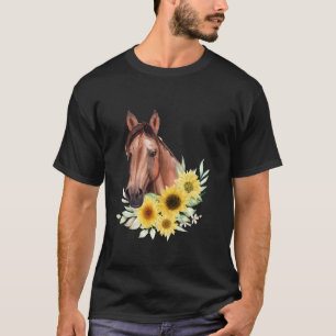 Camiseta Rapariga Cavalo Andando Vintage Vaca de Girassol E